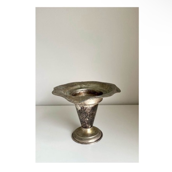 Antique Silver Metal Vessel / Object / Vase / Accent - Picture 3 of 8